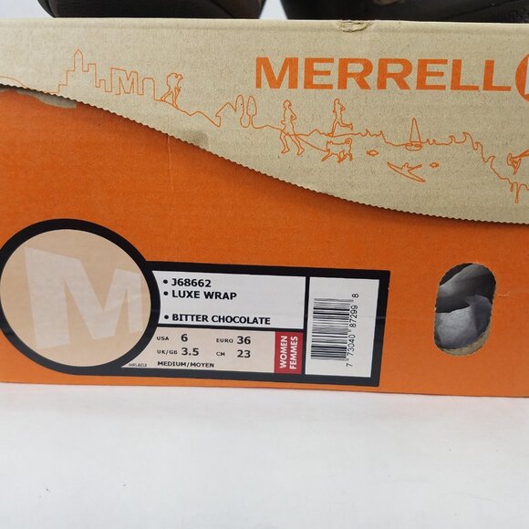 Merrell Luxe Wrap Mule Women's 6 Brown Suede Leather Clog Metal Rivets Cone Heel - Picture 16 of 16